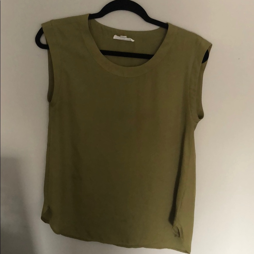 Olive green sleeveless blouse. size medium